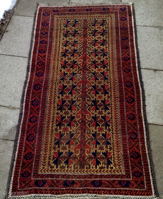 Antique camel ground Baluch rug with animals. Origin : East Persia , Khorossan province . Nice collector´s piece . Size : ca 180cm x 90cm        