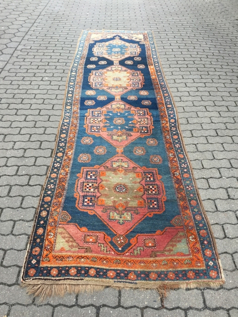 Fresh arrival from a German estate: Antique runner from Northwest Persia, woven on a wool foundation. Very decorative  size: ca. 415x118cm / 13'7''ft x 3'8''ft www.najib.de      