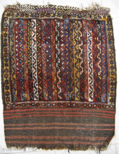 Antique Luri bagface from Southwest-Persia. Beautiful colors and glossy wool. 19th century. Size: ca 65x60cm / 2'2'' x 2' Very nice collector´s piece. Little moth damage. www.najib.de      