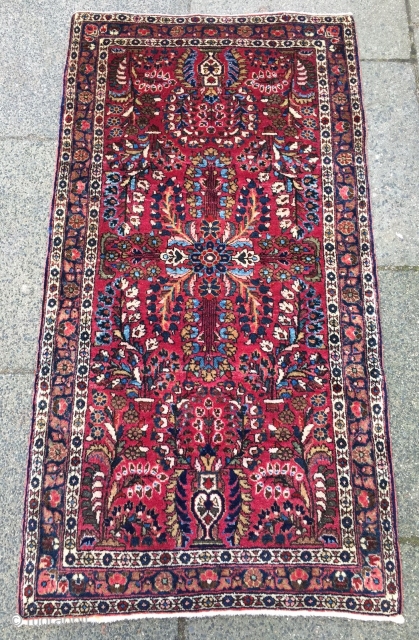 Fine antique Persian Sarough rug, small Poshti size: 125x65cm / 4'1''ft x 2'1''ft www.najib.de                   