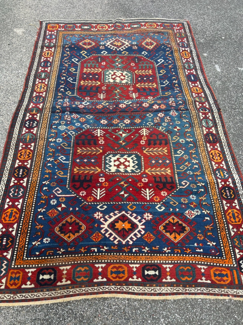 Antique Caucasian Chajli rug, size: 250x157cm / 8‘2ft by 5‘2ft the rug was cut and shut in the middle. Still a very nice rug.         