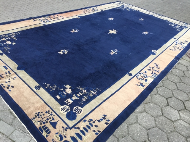 Estate find: Antique oversize Chinese Peking rug, very decorative, size: 520x303cm / 17'1''ft x 10ft , used original condition, some minor localized wear, still very decorative.       