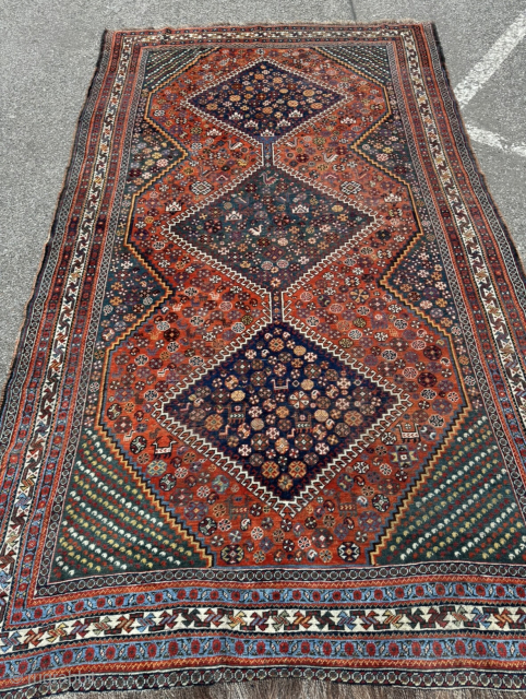 Antique Qashqai tribal rug from Southwest Persia. Age: 19th century. Size: circa 305x180cm / 10ft by 6ft http://www.najib.de               