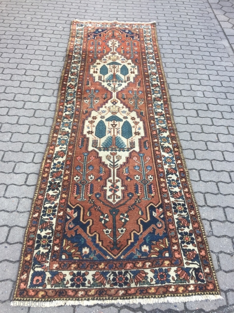 Antique Persian Bakhtiary runner with a beautiful tree design, size: ca 335cm x 107cm / 11' x 3'5''ft
               