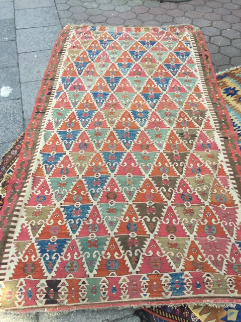 Antique Anatolian Sivrihisar Kilim, size: ca. 285x157cm / 9'4''ft x 5'2''ft                      