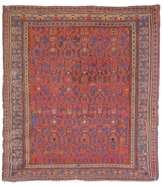 Antique Caucasian Sumakh with rare Konagkend design, sold at Nagel auction in 1984. Now available once again. Size: ca. 150x130cm / 5ft x 4'3''ft         