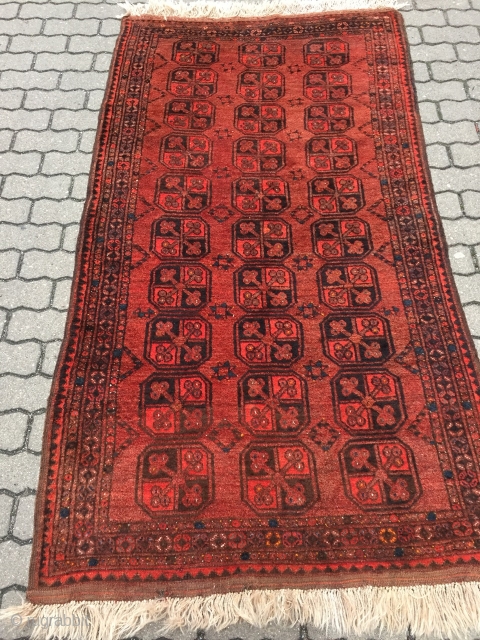 Antique Ersari rug, soft and glossy wool, very nice rust brown primary color. Size: 205x110cm / 6'8''ft x 3'7''ft              