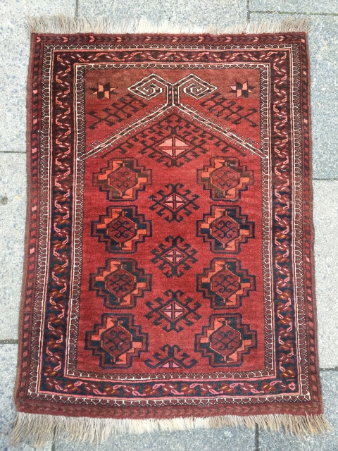 Antique Turkmen Ersari prayer rug or so called "Namazlik" from North-Afghanistan. Size: ca 105x75cm / 3'4'' x 2'5''ft
               
