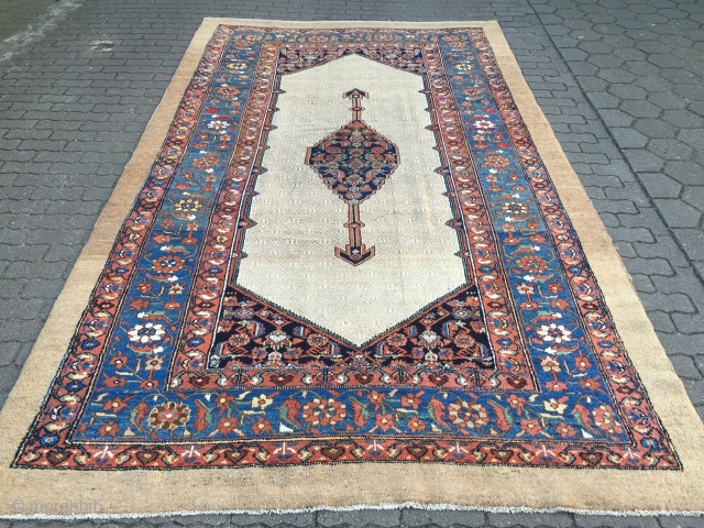 Antique Persian Hamedan carpet with a beautiful camel ground color, very decorative, good condition. Size: ca. 365x210cm / 12ft x 6'9''ft            