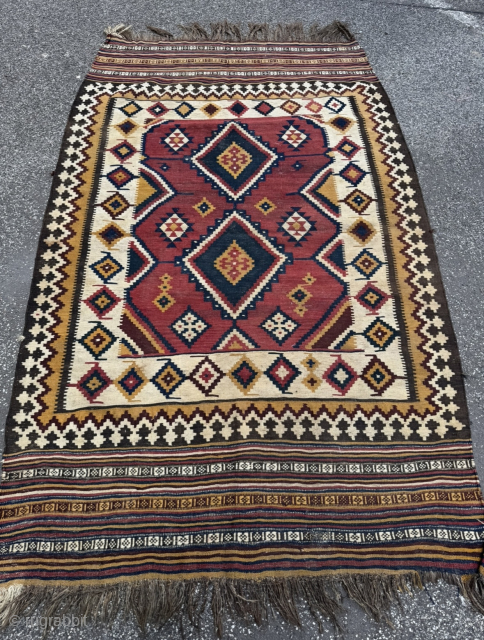 This beautiful antique kilim was woven by Luri tribes of Southpersia. Size: circa 235x150cm / 7‘7ft by 5ft http://www.najib.de              