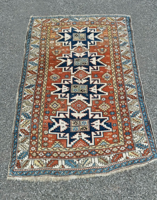 Antique Caucasian Leshgi rug, size: 160x113cm / 5‘3ft by 3‘7ft http://www.najib.de                      
