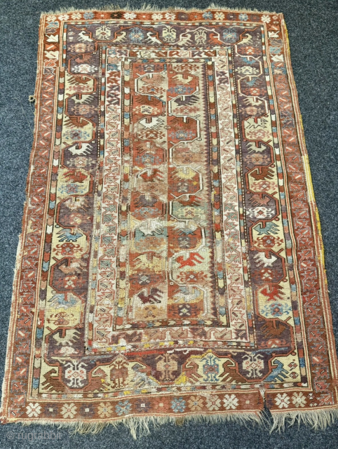 Very old antique Anatolian Melas rug, circa 200 years old. Beautiful Aubergine Color. Some condition problems but still very collectable             