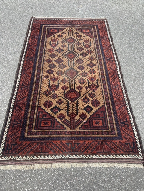 Antique Ferdows Baluch rug from the 19th century, beautiful drawing. Size: ca. 215x122cm / 7ft by 4ft Very nice collector’s item. The black in the middle is corroded. www.najib.de    