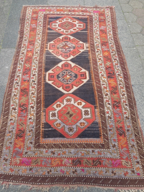 Antique Caucasian Karabagh rug, size: 220x120cm / 7'2''ft x 4ft                       