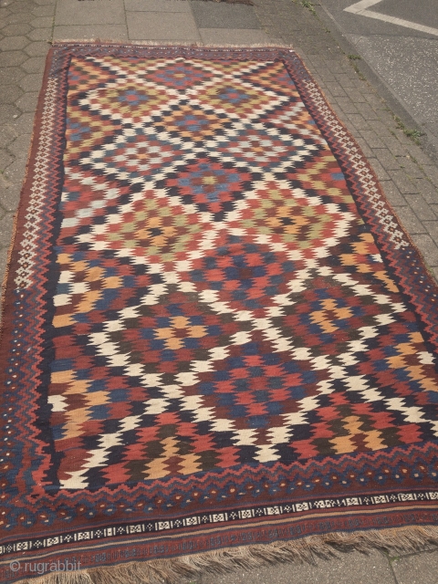 Antique Southpersian Qashqai kilim, 19th century, all natural colors. Size: 315x175cm / 10'4''ft  x 5'8''ft                 