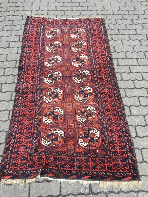 Antique Turkmen inspired Baluch rug, size: ca 197cm x 102cm / 6'5''ft x 3'4''ft                   
