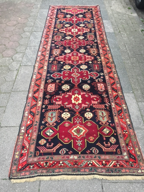 Antique Caucasian Karabagh runner, good condition, size: ca. 370x115cm / 12'2''ft x 3'8''ft                    