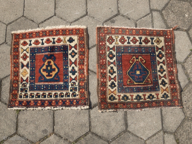 Pair of antique Northwest Persian bagfaces (Shahsavan?), size of each: ca. 50x48cm / 1'7''ft x 1'6''ft                 