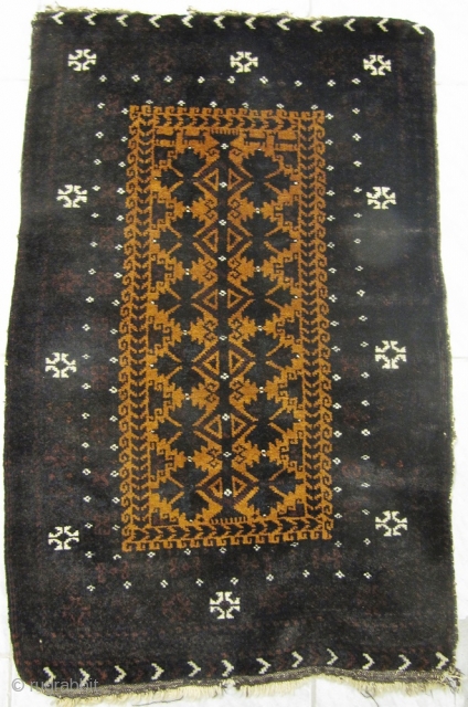 Antique Baluch Balisht with a animal caravan at the top. Very good quality with great wool and a fine weave, good condition . Spots of petrol blue/ green , finely drawn design.  ...