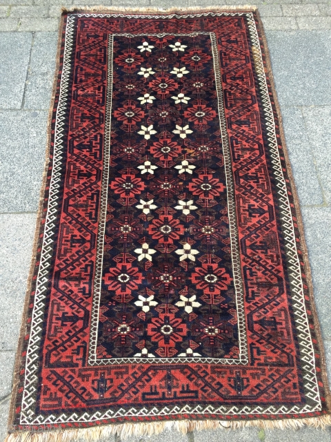 Very nice antique Mina Khani Baluch rug, size: 192x103cm / 6'3''ft x 3'4''ft                    
