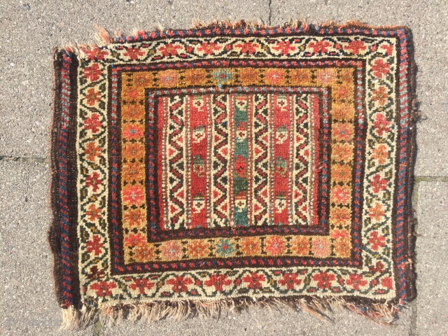 A colorful bagface woven by Kurds of Veramin area. 19th century, all natural dyes. Size: 60x45cm / 2ft x 1'5''ft www.najib.de            