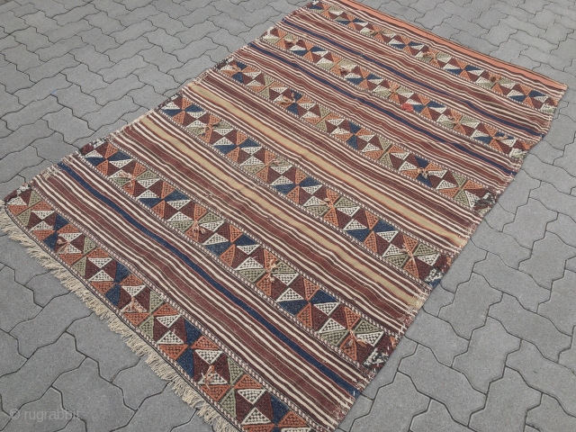 Antique Anatolian Kilim / flatweave, size: 210x137cm / 7ft x 4'5''ft                      