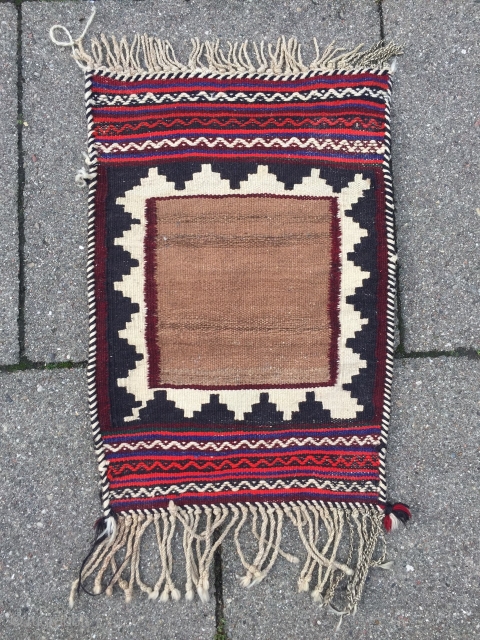 Antique Sofreh woven by Qashqai tribes of Southpersia, age: early 20th century. These small Sofreh weavings were used as a wrapping or underlay for the hot bread which came out of the  ...