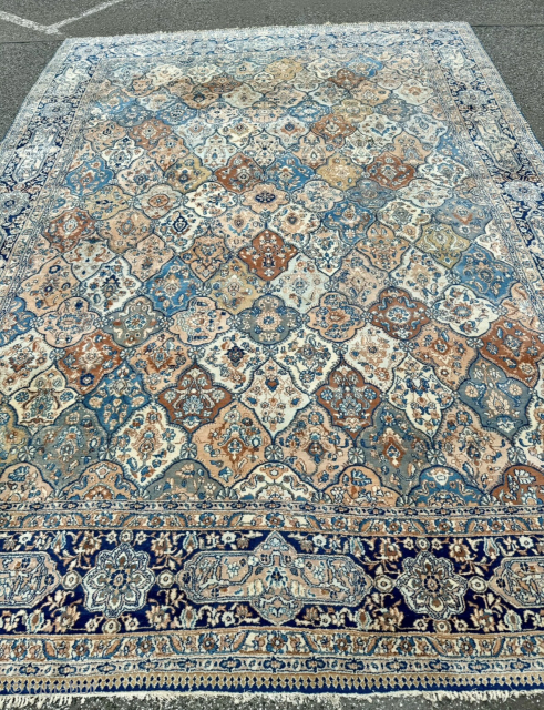 Decorative antique Persian Tabriz carpet from the 1920s, fine weave and pale colors. Size: circa 405x295cm / 13,3ft by 9,7ft http://www.najib.de            