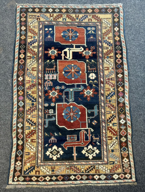Rare antique Caucasian Karagashli Shirvan rug with pink silk highlights, 19th century. Size: circa 150x95cm / 5ft by 3,1ft http://www.najib.de             