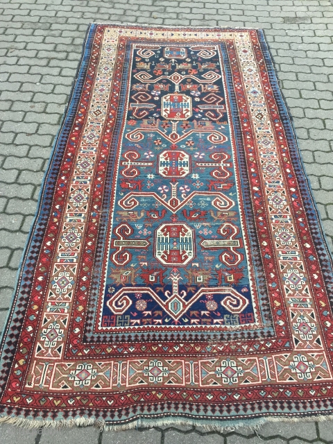 Antique Caucasian Perepedil Shirvan, size: ca. 285x145cm / 9'4''ft x 4'8''ft , some minor condition problems but still very collectable.             