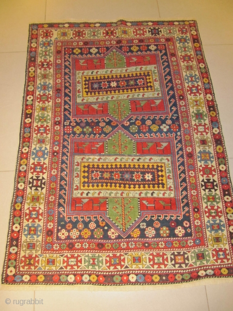 ref:S193/ Chirvan Caucasian antique rug end of 19Th century , perfect condition  size 1.65x 1.20,5'5x2'11                 