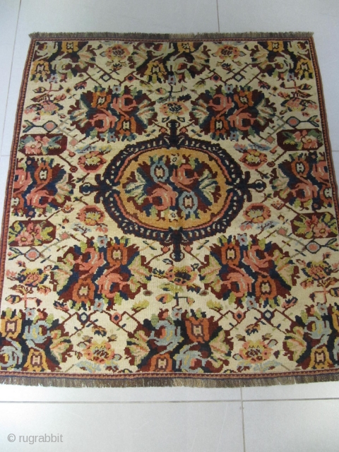 ref: S2428 / Bakhtiari Vagireh Persian carpet , perfect condition , full pile , no holes , no repairs , early 20th century . very unusual carpet with vibrant colors and flowery  ...