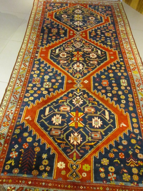ref: S426 /Karabagh Shousha Caucasian Antique Rug ,perfect condition ,size 3.70x1.90 cm , 12'2"x6'3"                   