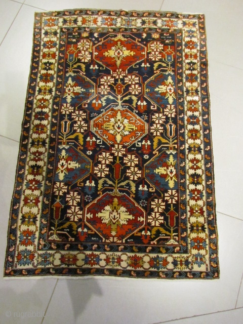 ref: S185 / Kuba konagend caucasian Antique Rug ,perfect condition ,size 1.45x1.00 cm 4'9"x3'3"                   