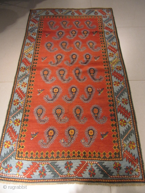 ref: S184 / Karabagh schoucha with boteh design, caucasian antique rug end of 19th century, excellent condition for its age, no repairs.
Size: 6'10 x 3'7  /  1.85 x 1.09
Contact number:  ...