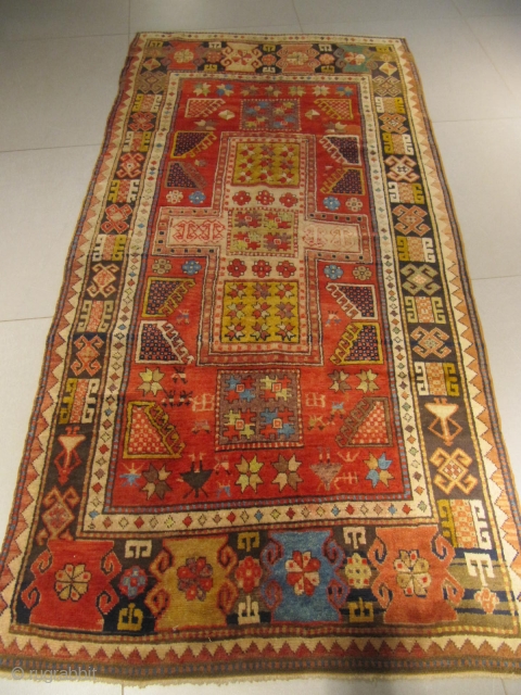 ref: S2095 / KAZAK SEWAN CAUCASIAN ANTIQUE RUG END OF 19TH CENTURY, perfect condition
size: 2.55 X 1.30  /  8' X 4'
          