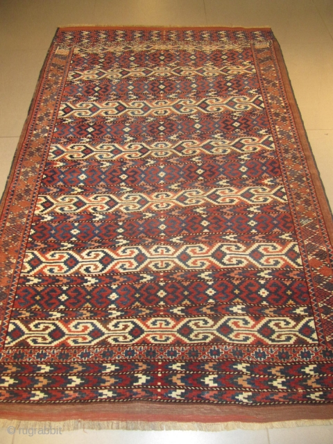 g) Yamout Turkmen rug, 19th century, perfect condition
size: 235 X 150  /  7' X 4'                