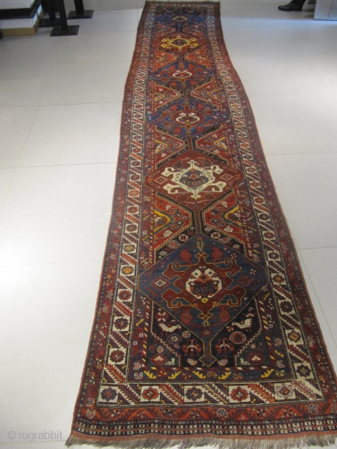 p) Quashquai Persian rug, 19th century, perfect condition
size: 505 X 100  /  16' X 3'                