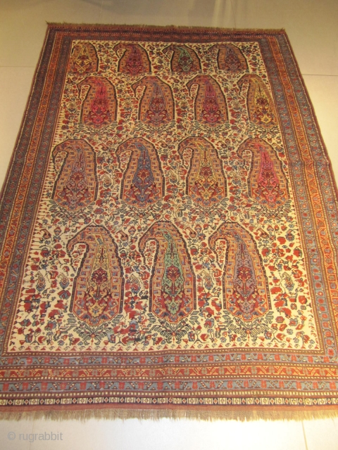ref: S413 / KHAMSEH PERSIAN ANTIQUE RUG 19TH CENTURY   , BOTEH DESIGN PERFECT CONDITION 
size: 1.95 X 1.40  /  6' X 4'       