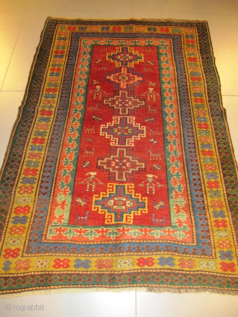 ref: S1837 / KARABAGH SILHANI CAUCASIAN ANTIQUE RUG 19TH CENTURY,perfect restored condition
size: 1.80 X 1.20  /  5' X 3'            