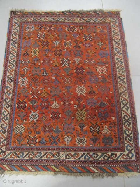t) Afshar persian rug, 20th century, perfect condition
size: 105 X 0.80  /  3' X 2'                