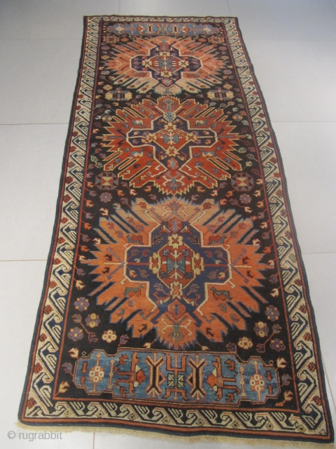 ak) Kuba Zeijwa Caucasian antique rug, 19th century, perfect condition
size: 2.55 X 1.00  /  8' X 3'              