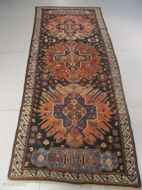ak) Kuba Zeijwa Caucasian antique rug, 19th century, perfect condition
size: 2.55 X 1.00  /  8' X 3'              