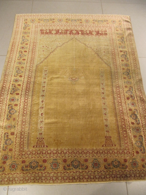 ag/ Silk tabriz prayer antique persian rug, 19th century, perfect condition,no cracking ,soft ,full pile 
size: 165 X 125  /  5' X 4        