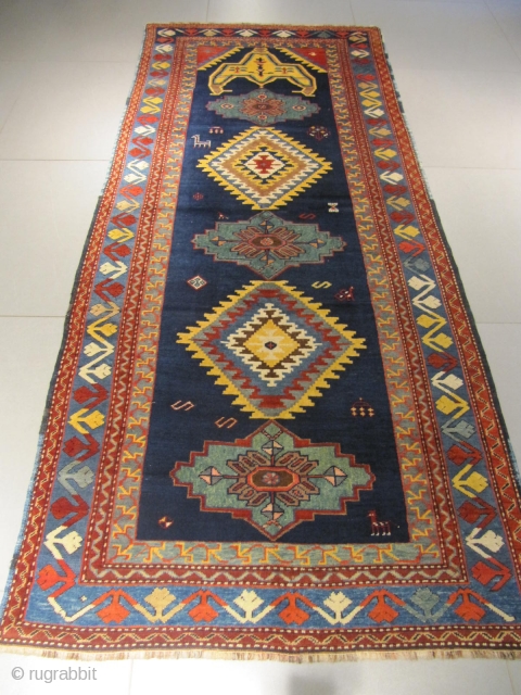 ref: S537 / Karabagh-Shousha-Caucasian antique rug, 20th century, perfect repaired condition
size: 295 X 125  /  9' X 4'             
