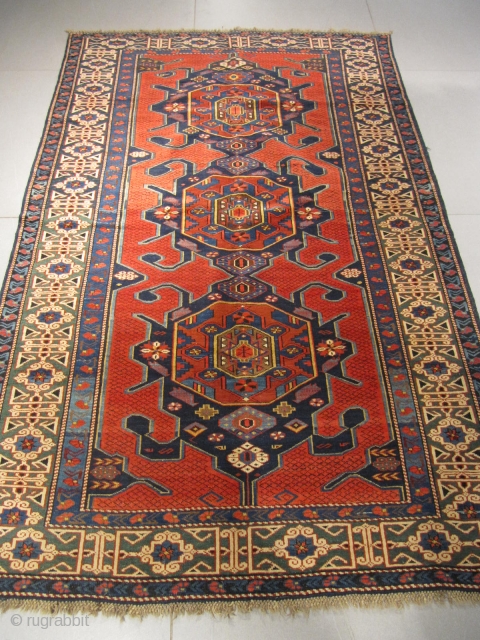 ref: S929 / Kuba-Gymil-Caucasian antique rug, 19th century, perfect restored condition
size: 220 X 140  /  7' X 4'             