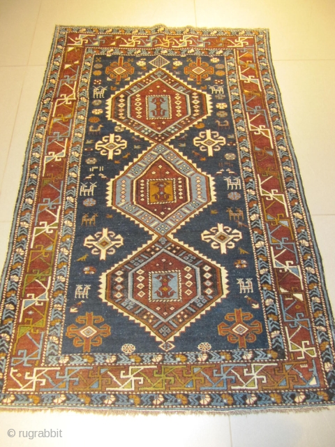 ref: S149  /Chirvan Shahnazar Caucasian antique rug, 19th century, perfect condition
size: 170 X 110  /  5' X 3'            