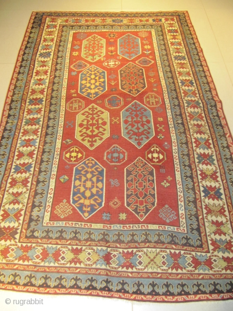 S145, Kazak Bordjalo Caucasian antique rug, 19th century, perfect condition
size: 240 X 155  /  7' X 5'
              