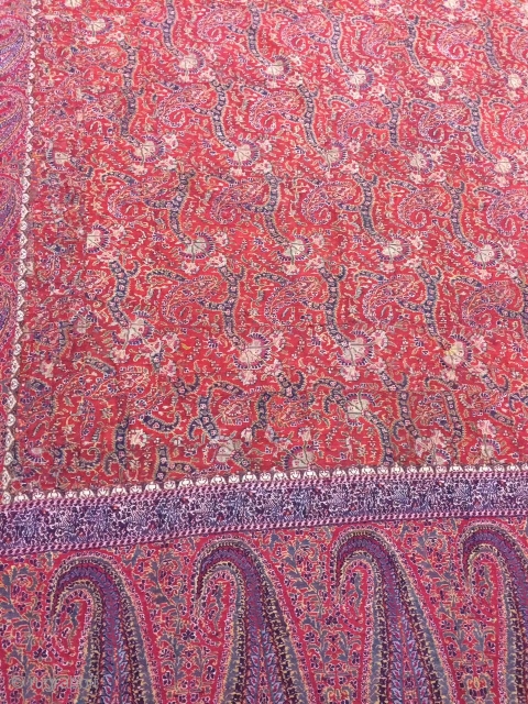 Amazing antique kashmir  jamawar shawl in very good condition it measures 113 inches by 54 inches . 9.5 feet long . 4.6 feet wide 
Very good colours 
Ask for the price  ...
