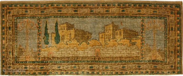 Antique Silk Bezalel Rug 46984, Size: 1' x 2', Origin: Jerusalem Israel Circa: Early 20th Century (First Quarter) - Born out of the Bezalel Academy and an art movement with a powerful association  ...